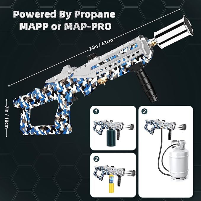 Propane Gun Torch - Powerful Grill & Cooking Blower Torch - Culinary Torch Sous Vide - Adjustable Flamethrower for BBQ, Campfire, Charcoal Wood Grills Lighter(Tank Not Included)