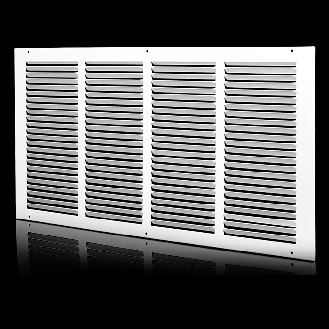 24x12 Return Air Grille (Duct Opening Size), Air Return Vent Cover, AC Vent Cover, Cold Air Return Vent Cover, Flat Return Air Grilles, Outer Dimensions:25.75"W x 13.75"H (24"W x 12"H, Duct Opening)