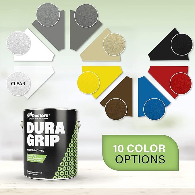 Dura Grip Anti-Slip Paint for Concrete, Wood, Tile and Metal – Non-Skid Coating for Floor, Decking and Ramps – Gallon (Medium Gray)