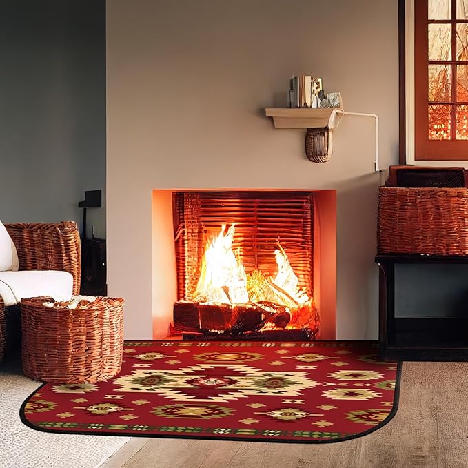 Demissle Cabin Fireplace Hearth Rug Fireplace Mats Cabin Southwestern Fireproof Rug Fire Resistant Mat for Wood Stove Floor for Kitchen Indoor Outdoor(24 x 59 Inch,Antique)