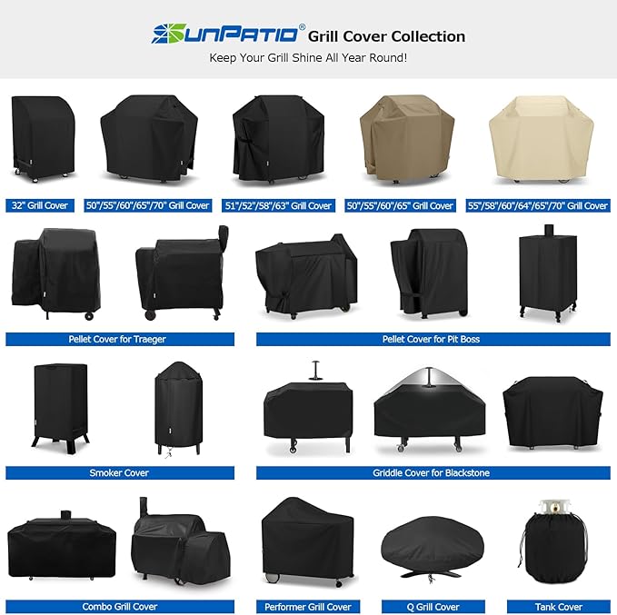 SunPatio Gas Grill Cover 60 Inch, Heavy Duty Waterproof Outdoor Barbecue Cover with Sealed Seam, FadeStop Material, All Weather Resistant Compatible for Weber CharBroil Nexgrill Grills and More, Taupe