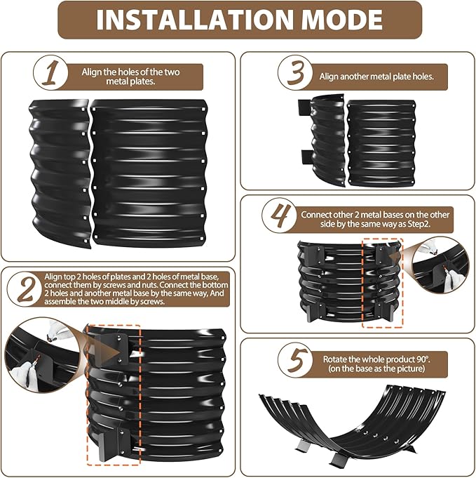 32 inch Diameter Sector Firewood Rack Storage -0.8MM Thick Galvanized Steel with Wave Pattern & 4 Stable Feet, Black Coated for Indoor/Outdoor Wood Storage (2.7FT Diameter)