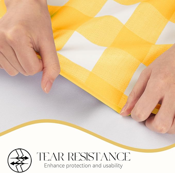 MOSAYT Rectangle Vinyl Tablecloth, 100% Waterproof Buffalo Gingham Plastic Table Cloth, Heavy Duty Wipeable Table Covers for Picnic, Outdoor, Camping - 54 x 108, Yellow