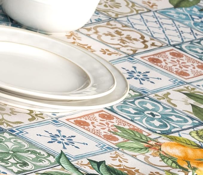 Maison d' Hermine Table Cloth Square Table 100% Cotton 60 x 60 Inches Tablecloth Reusable Decorative Everyday Use for Dining Room, Farmhouse, Home, Party, Festive & Wedding Spring Summer - Agrume