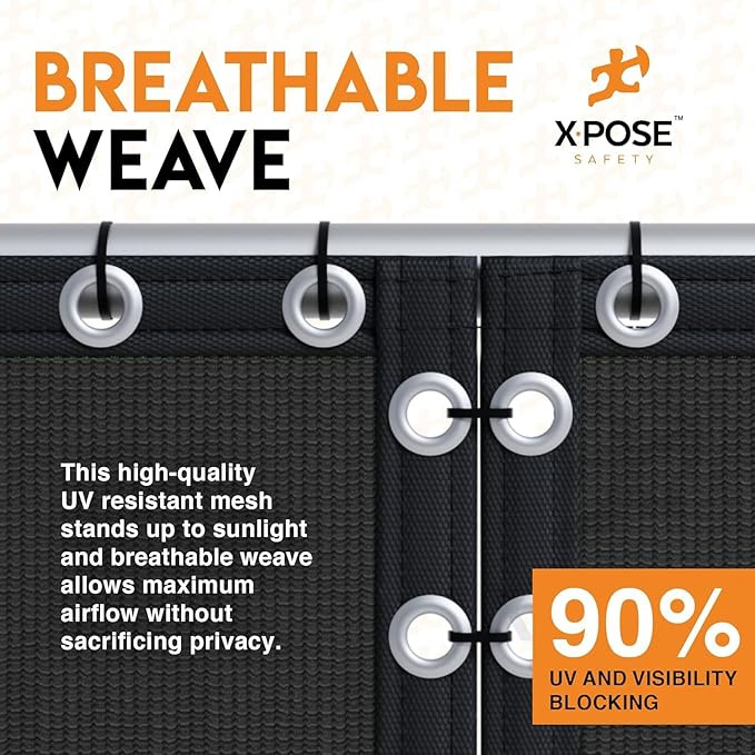 Xpose Safety Privacy Fence Screen 6’ x 50’ (72 Pack) – Heavy Duty Black Mesh with 90% Visibility Block, UV Protection – Includes Cable Ties – for Garden, Yard, Nursery, Kennel, Dog Run, Greenhouse