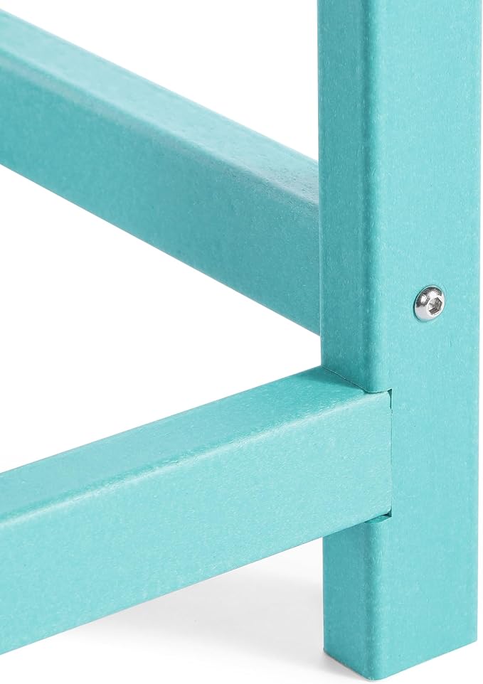 Costaelm Kids Outdoor Side Table, Small Patio HDPE Adirondack Square Table, Porch End Table for Outside Pool Garden, Turquoise