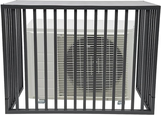 Air Conditioner Fence with Top Cover, Grey 4 Panels 43.3 "L x 23.6 "W x 31.5 "H Privacy Fence Panels for Outside, Freestanding Metal Trash Can Hider Outdoor, No-Dig Air Conditioner Sun Blocker Kit
