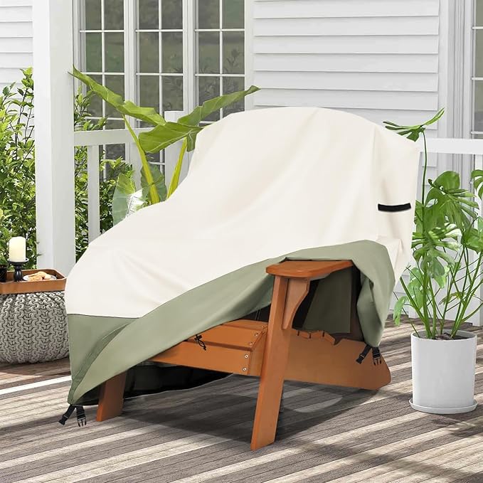 Patio Adirondack Chair Cover 32 W x 35 D x 36 H inches,600D Heavy Duty Waterproof Outdoor Chair Covers,Patio Furniture Covers for Adirondack Chair,Beige
