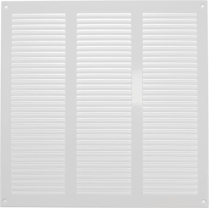 Repa Market 12x12 Inch Air Vent Cover/White Galvanized Steel Louvered Grill Cover with Mesh Screen/Wall or Ceiling Vent/Durable Flush Mount HVAC Register for Indoor and Outdoor Ventilation