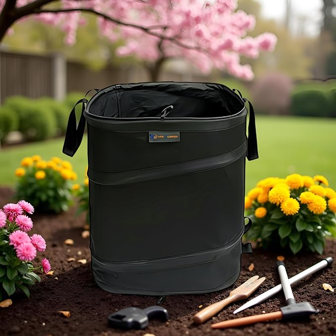 YUDI & GARDEN 19 Gallon Square Collapsible Yard Waste Bin, Collapsible Trash Can, Camping Trash Can - for Collecting Weeds or Leaf or Yard and Party Waste