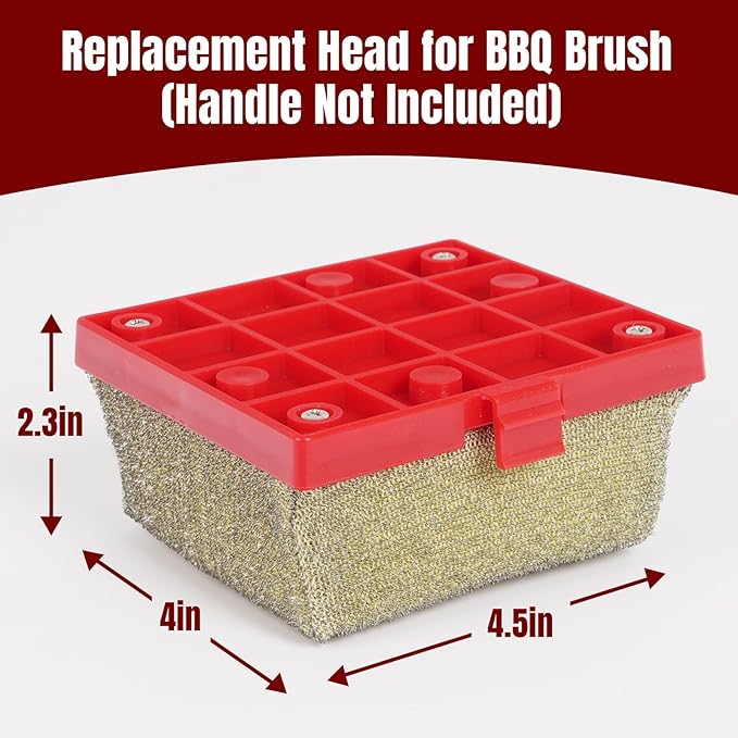 SHINESTAR Grilling Brush Bristle Free Replacement Head (No Handle) – BBQ Cleaning Head for Cast Iron & Stainless Steel Grates, Compatible with Outdoor Grill Brush, Red