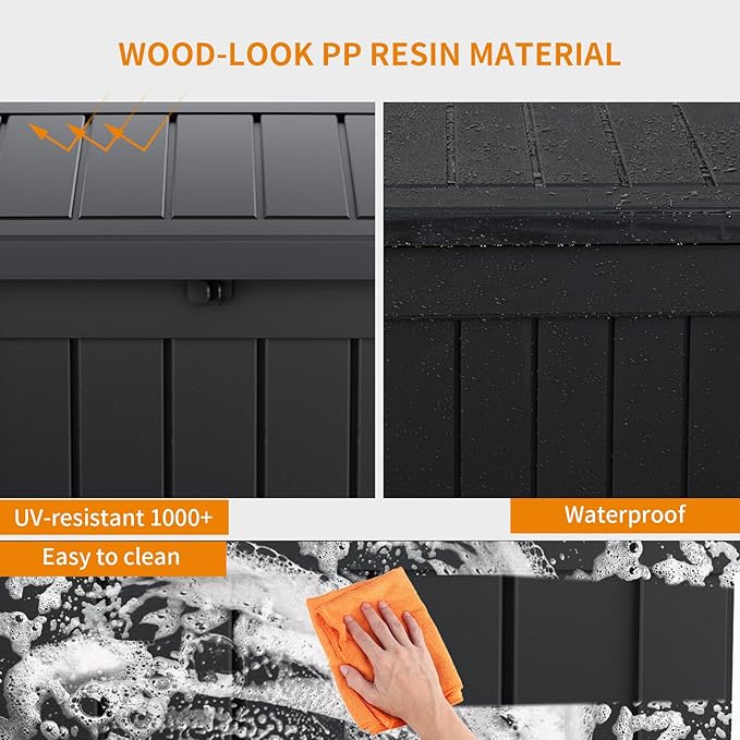 50 Gallon Outdoor Storage Box – Resin Deck Box with Lockable Lid, Waterproof Patio Furniture Storage for Tools, Garden & Yard Organization