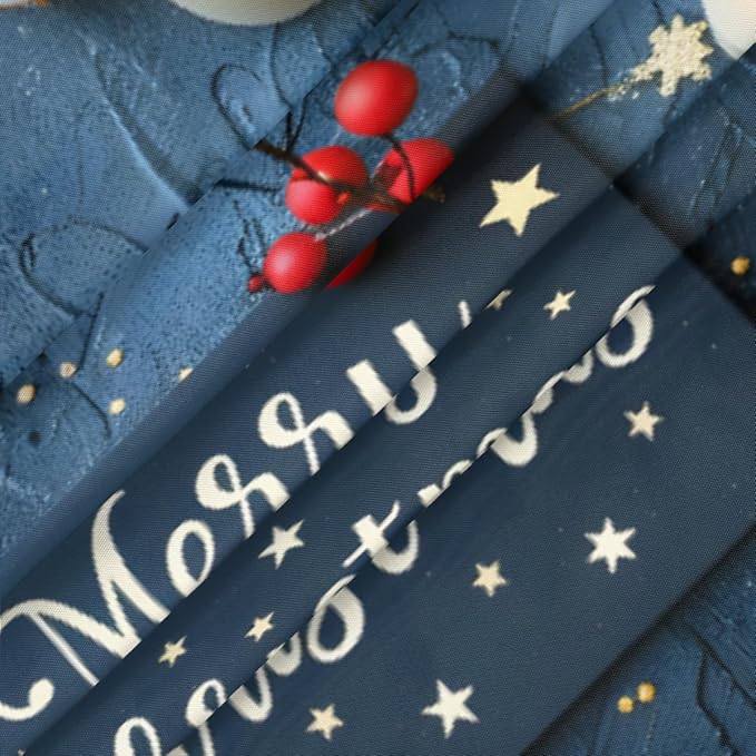 Merry Christmas Candle Star Round Table Cloth Cover, Elastic Edge Waterproof Wipeable Tablecloths 45"-56" Polyester Tablecloth for Party Restaurant Banquet Holiday Camping Outdoor Picnic