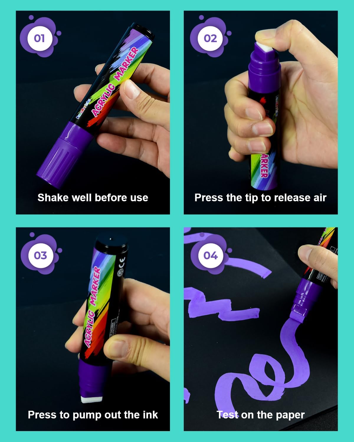 FansArriche Acrylic Paint Markers, 15mm Jumbo Felt Tip, 18 Colored Waterproof and Permanent Paint Pens for Tagging, Signs, Calligraphy, and Outdoor Paintings