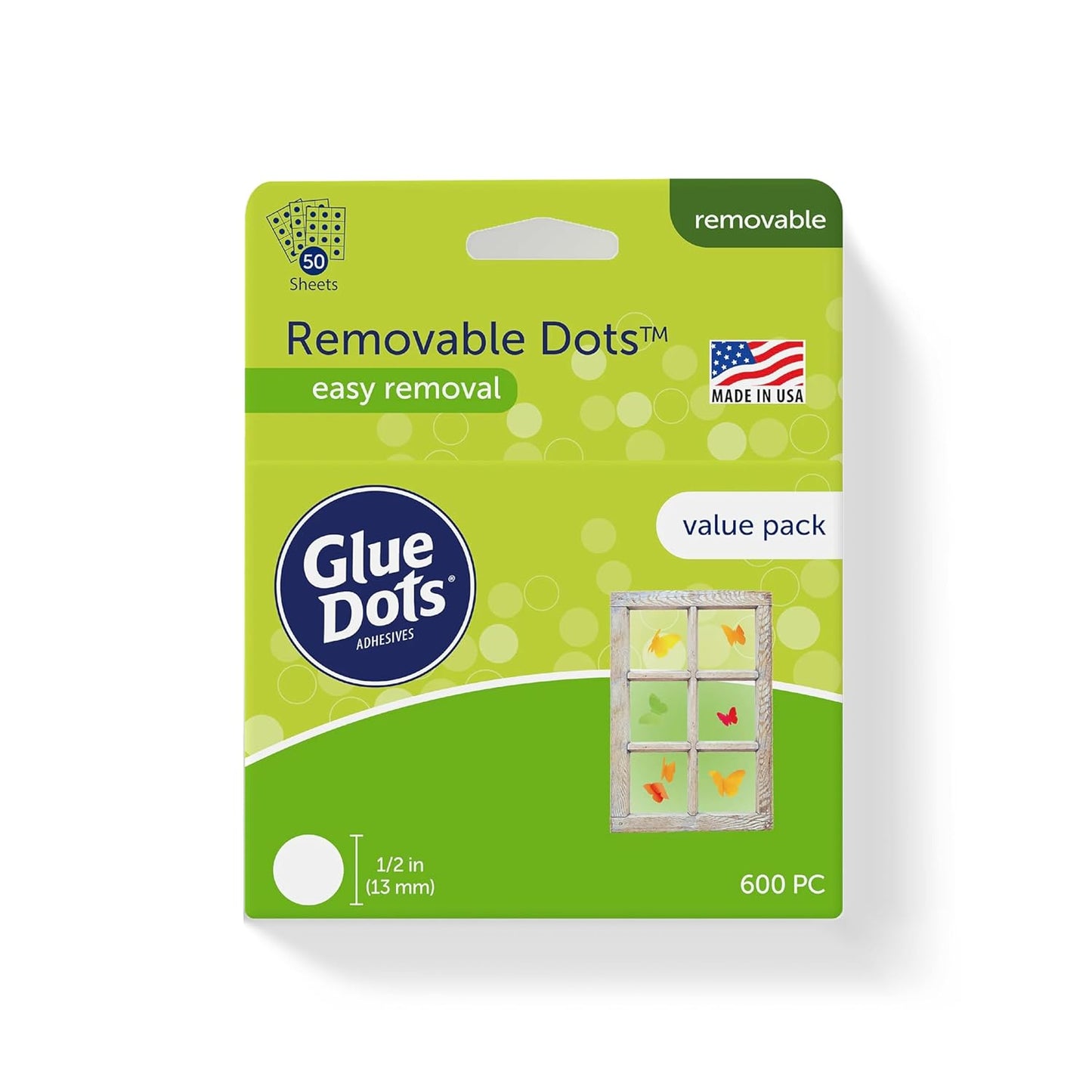Glue Dots, Removable Dots Value Pack, Double-Sided, 1/2", .5 Inch, 600 Dots, DIY Craft Glue Tape, Sticky Adhesive Glue Points, Liquid Hot Glue Alternative, Clear