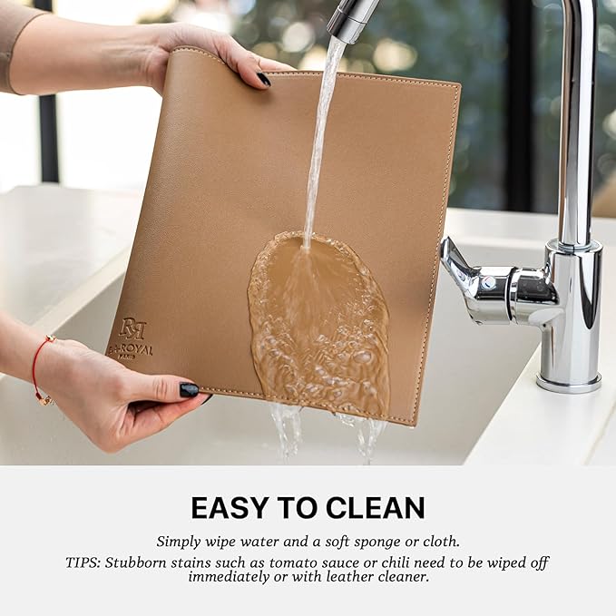 Faux Leather Placemats Set of 8 Vinyl Washable Wipeable Table Mats for Kitchen Dining Table Heat Resistant Waterproof Indoor/Outdoor Placemats Non-Slip Easy Clean Place Mats (British Khaki)