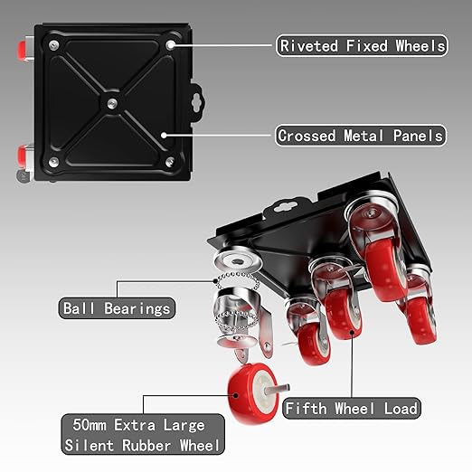 Furniture Dolly,Furniture Movers with 5 Wheels,Carbon Steel Panel Heavy Duty Dolly,Furniture Lifter with 5 360° Rotatable Rubber Universal Wheels,Maximum Load 3474LBS