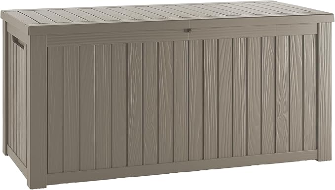 150 Gallon Outdoor Storage Box – Resin Deck Box with Lockable Lid, Waterproof Patio Furniture Storage for Tools, Garden & Yard Organization