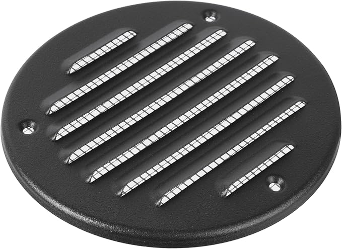 Square Ventilation Grille / 5" Inch Inside Measurement/Black Metal Air Vent Louver - Inside/Outside use/Ø 5.25" Inch Outer Measurement