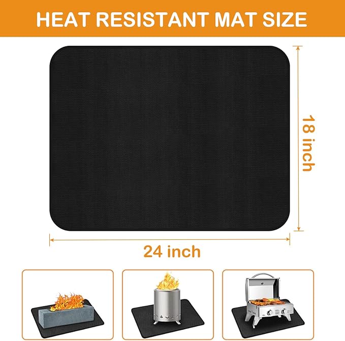 24 x18 inches Tabletop Grill Mat for Outdoor, Countertop Heat Resistant Fire Pit Mat for Solo Stove, Fireproof & Waterproof & Oil Proof