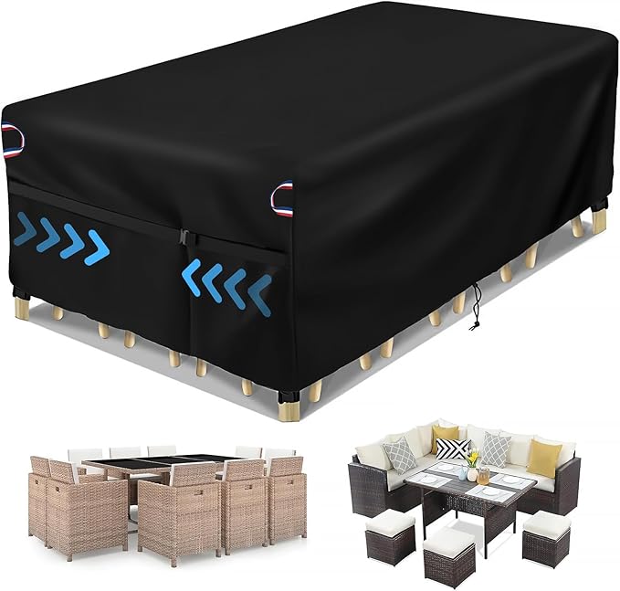 Patio Furniture Covers for Table and Chairs, Waterproof Patio Set Cover for 4-6 Person Patio Furniture Set/Outdoor Balcony Furniture Sets, Rectangular-96 L x 48" W x 28" H