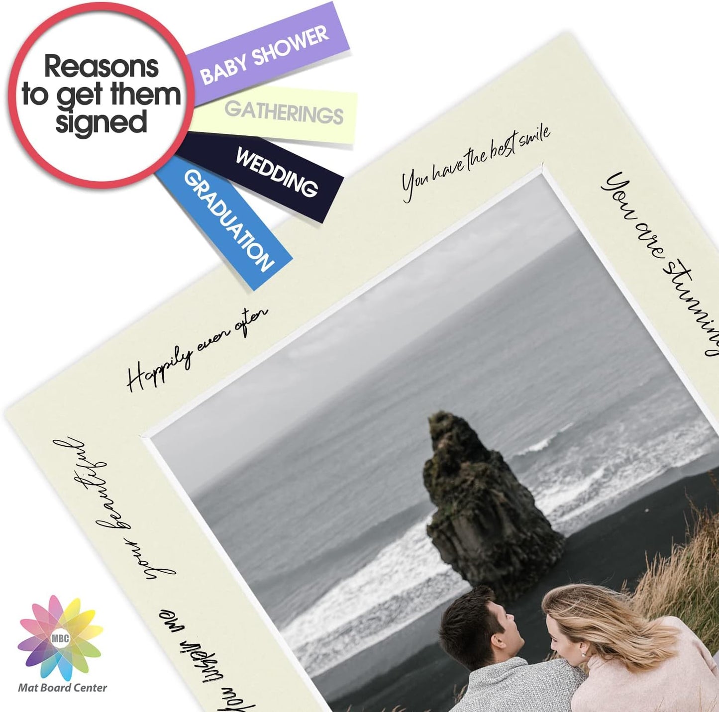 Mat Board Center, Pack of 10, 5x7 for 4x6 Light Gray Color Mats - Bevel Cut, Acid Free, 4-ply Thickness, White Core - for Pictures, Photos, Framing