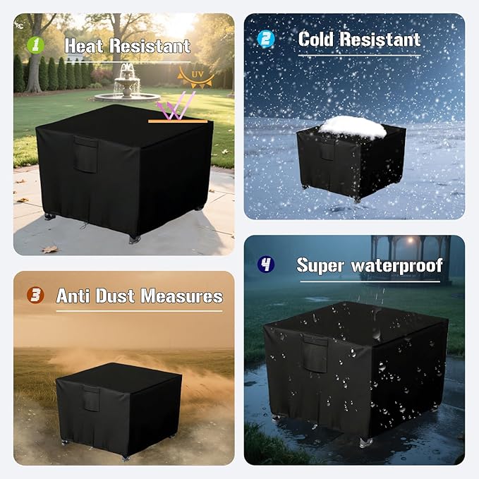 Chinchilla Heavy Duty 28 Inch Square Fire Pit Cover - 100% Waterproof & Weatherproof, Durable All-Season Protection for 26/27/28 Inch Propane Fire Pits and Tables