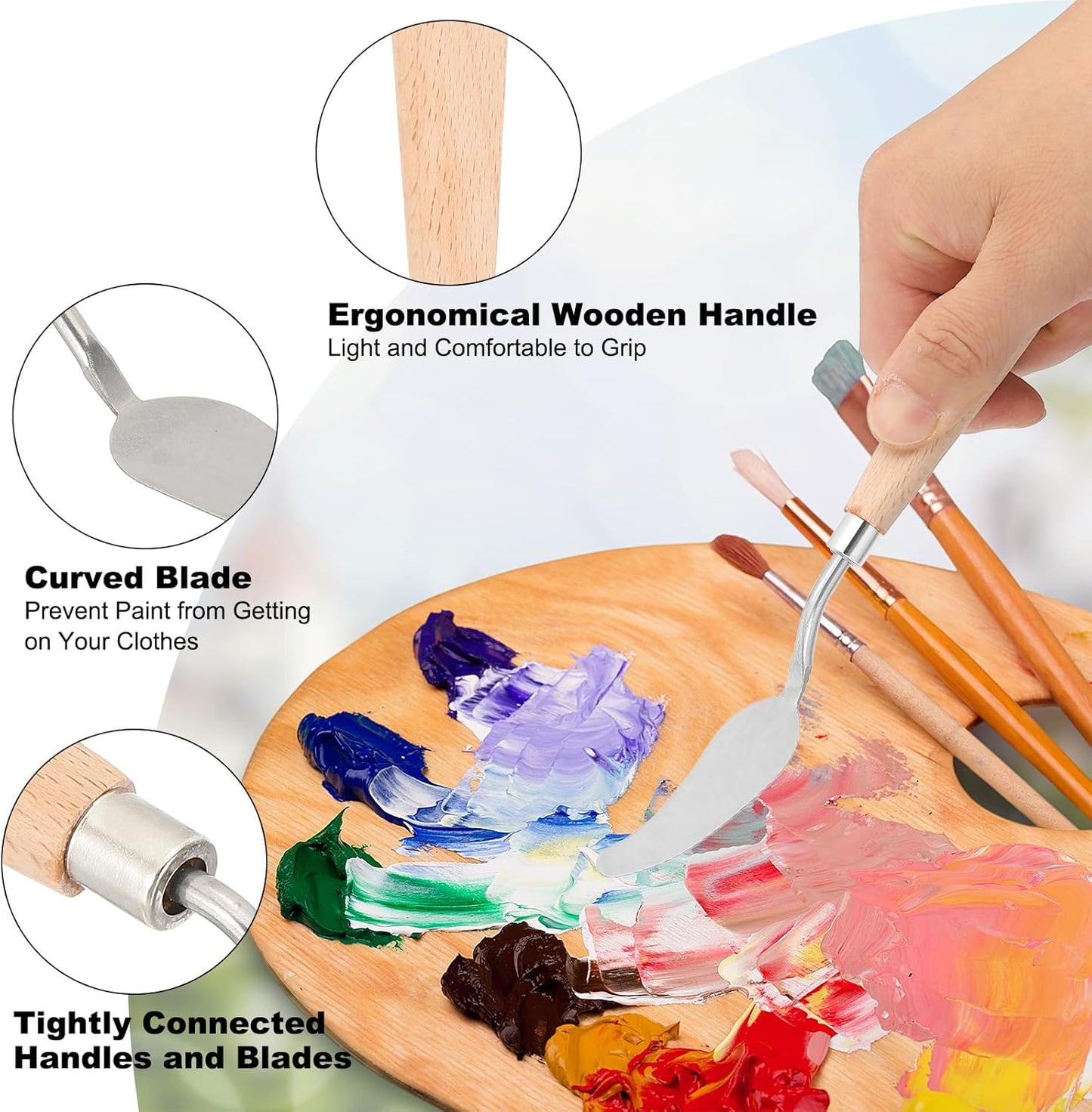 PATIKIL Art Spatula, No.7 15mm Stainless Steel Flexible Palette Knife Painting Knife Painting Spatula Oil Painting Mixing Scraper with Wood Handle for Canvas Acrylic Painting, Brown