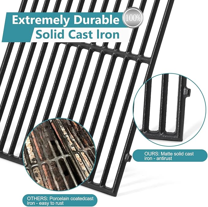 Criditpid DGB610SSP Grill Grates Replacement Parts for Dyna Glo DGB610SSP DGF600SSP, Cast Iron Grates 70-01-296 and Heat Shield Tents for Dyna Glo Grill Replacement Parts 6 Burner DGB610SSP