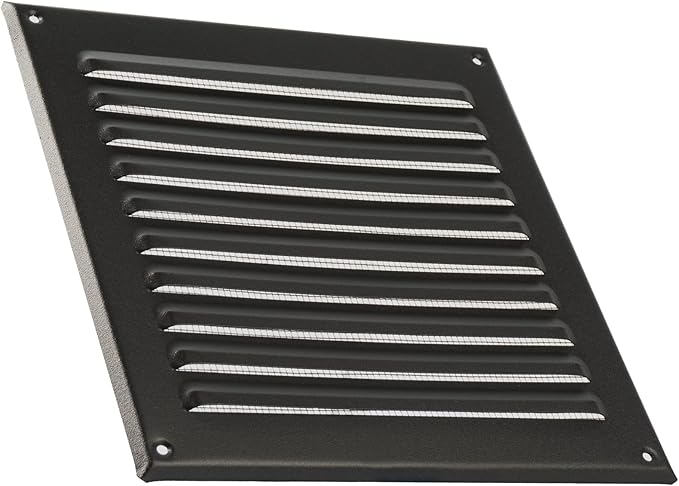 Vent Systems 8 x 8 Inch (Inner) Black Metal Soffit Vent Cover - Durable Square Air Vent Grille with Mesh Screen - Weather Resistant Ventilation Grill - Wall & Ceiling, Indoor & Outdoor