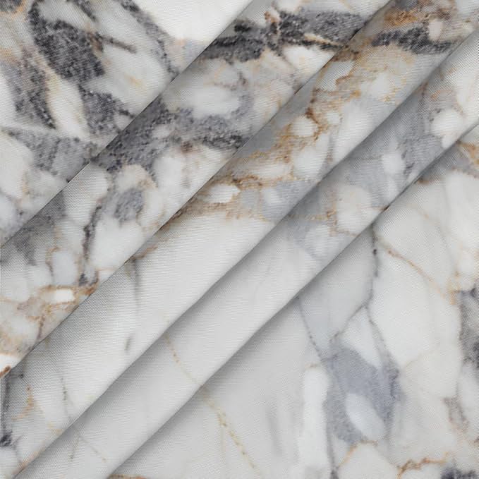 Natural Marble Texture Round Table Cloth Cover, Elastic Edge Waterproof Wipeable Tablecloths 36"-42" Polyester Tablecloth for Party Restaurant Banquet Holiday Camping Outdoor Picnic