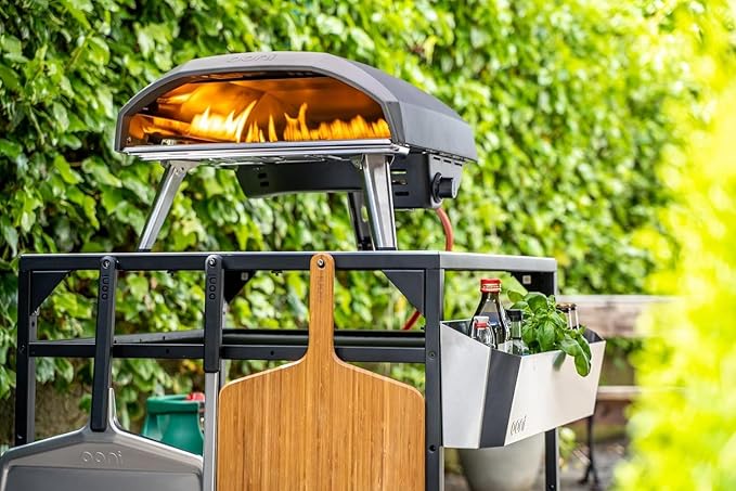 ooni Large Modular Outdoor Table - 31x31x35 Inch Stainless Steel Pizza Oven Stand, Barbecue Cart, Outdoor Pizza Station