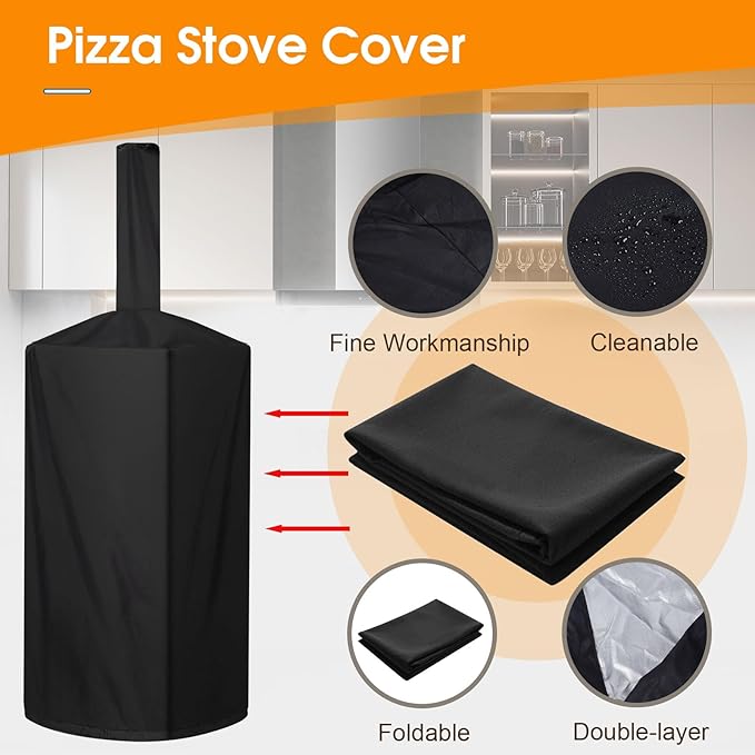 Pizza Oven Cover, Outdoor Pizza Oven Cover Dustproof, Weatherproof, Uv Resistant Adjustable Drawstring And Elastic Band Suitable For Wood Fired Pizza Oven BBQ Smoker Grill