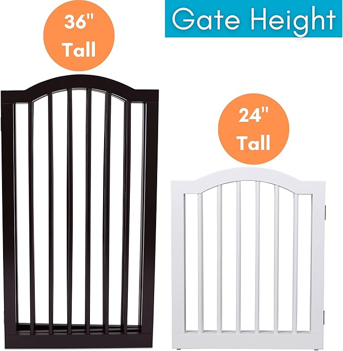 INTERNET'S BEST Arched Top Dog Gate | 3 Panel, 24" H Wooden Pet Barrier for Dogs or Cats | Freestanding Folding Room Divider for Doorways, Hallways, Stairs, and Porch | Portable, Extra Wide | White