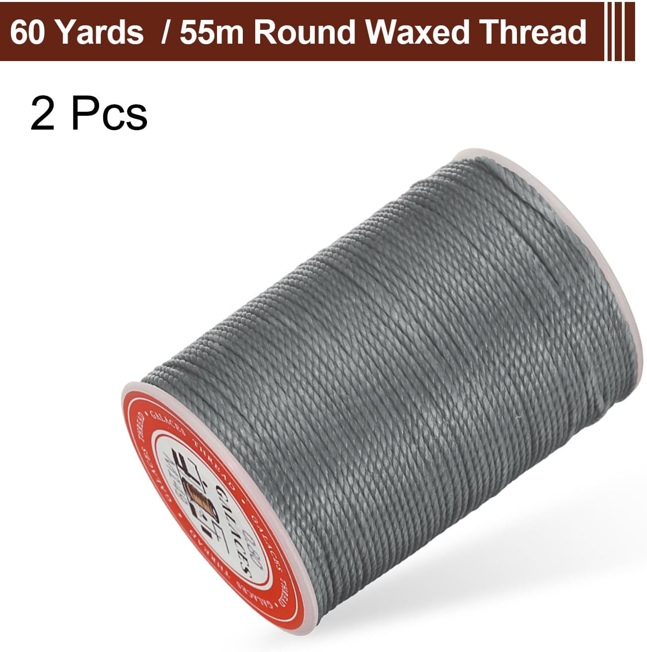 uxcell Round Leather Sewing Waxed Thread, 55m / 60 Yards Polyester Wax String, 0.80mm Wax Stitching Cord for Leather Crafts, Bookbinding, Bracelets Braided, Dark Coffee, 2pcs