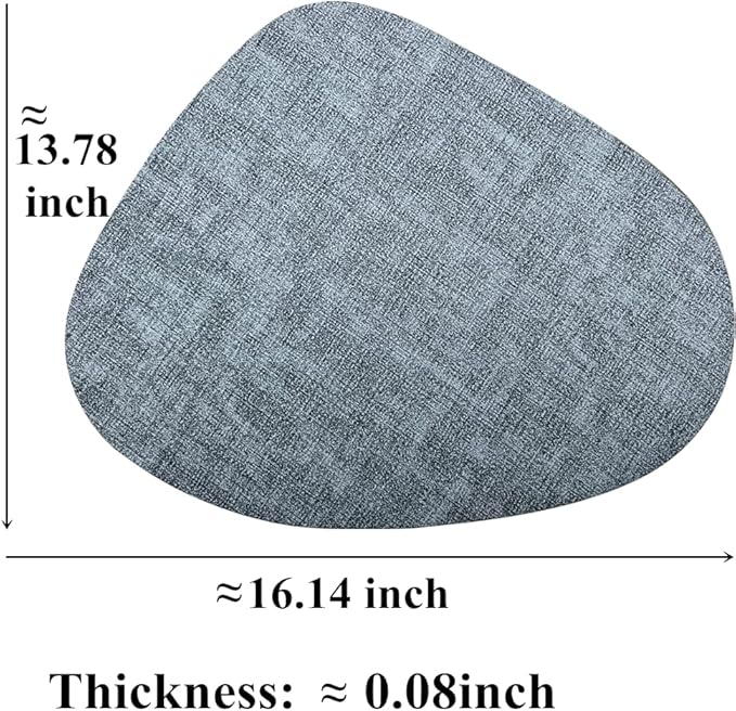 WAZAIGUR Washable Wipeable Waterproof Heat Resistant Faux Leather Placemats Set of 6,PU Palce Mats for Indoor and Outdoor,Easy to Clean Table Mats,Blue-Grey