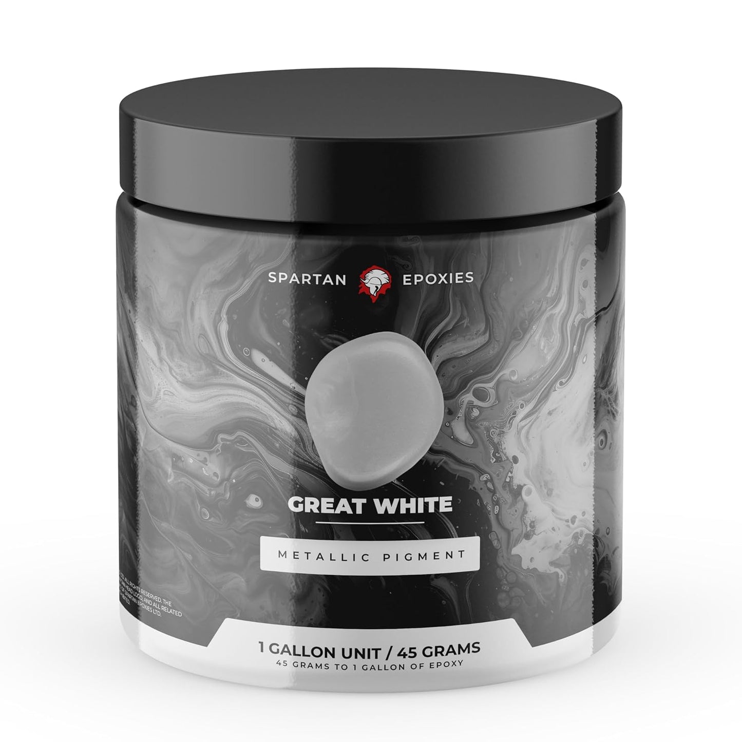 Spartan Epoxies Metallic Pigment Powder for Epoxy - 30 Unique Colors, 4oz for 1 Gallon and 12oz for 3 Gallons of Clear Epoxy, Made in the USA (Great White, 4oz (45 Grams))