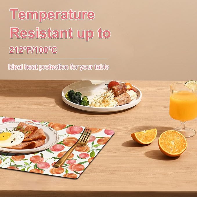 Placemats Set of 4 - Faux Leather Heat Resistant Placemats for Dinner Table, Non-Slip Waterproof Oil-Proof Washable Reusable Placemat for Indoor Outdoor Kitchen Decor, 15.75In*11.81In