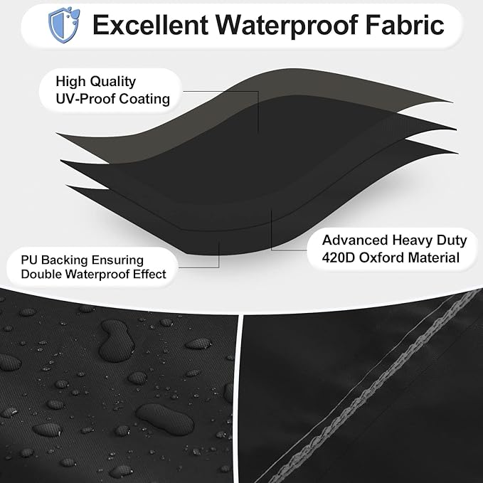 OutdoorLines Outdoor Waterproof Patio Table Furniture Set Covers - Rectangle Couch Sectional Cover Outside Weatherproof Patio Furniture Covering for Deck, Lawn and Backyard 90"L x 64"W x 28"H, Black