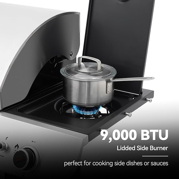 Royal Gourmet SG5002 5 Burner Propane Gas Grill with Side Burner & Sear Burner, Stainless Steel Gas Grill with 61,000 BTUs Output for Outdoor Patio Garden Backyard Cooking, Silver