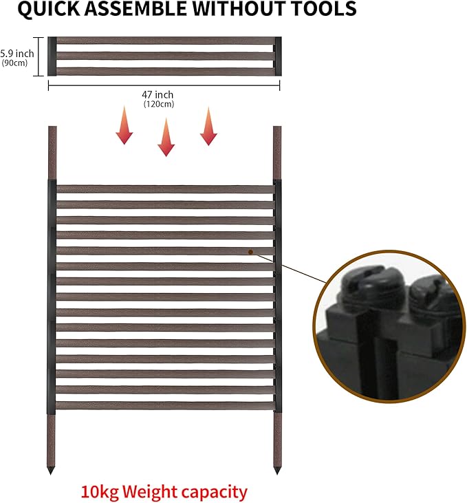 Outdoor Privacy Screen Fence with Feet Stand 4FT x 6FT, Freestanding Fence Privacy Screen for Outside, Metal Pipes and Slats Panels Divider Stake for Garden Patio Balcony Backyard Brown