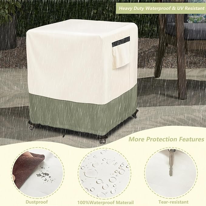 Outdoor Ottoman Cover 25 W x 25 D x 18 H inches,600D Heavy Duty Waterproof Patio Ottoman Cover,Patio End Table Covers