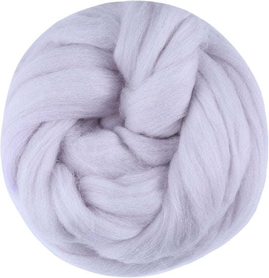 3.53oz Wool Roving Yarn, Fiber Roving Wool Top, Needle Felting Supplies, Pure Wools, Chunky Yarn, Spinning Wools for Needle Felting Wet DIY Hand Spinning (Grey)