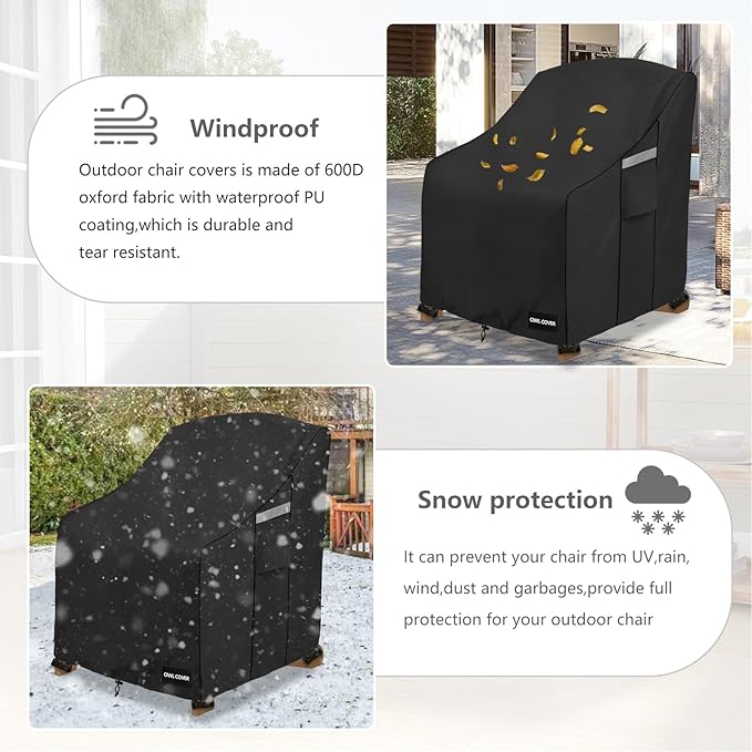 Outdoor Chair Covers 30"W x 34"D x 36"H,600D Heavy Duty Waterproof Patio Chair Cover,Outdoor Furniture Covers for Lawn/Garden Chiar,Black