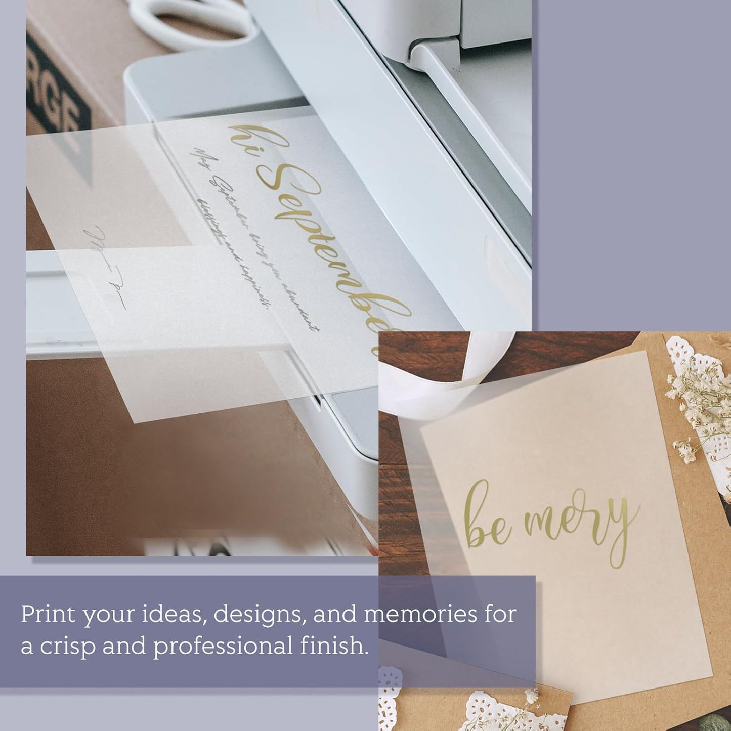 Translucent Vellum Paper 8.5 x 11, Goefun 100 Sheets Vellum Tracing Paper Printable for Invitations, Card Overlays, Belly Bands, DIYs, Sketching, Drawing (Pack of 2)