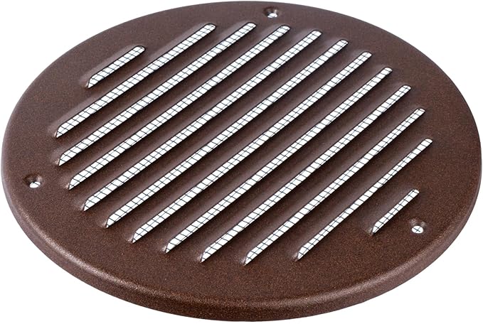 Round Ventilation Grille / 6'' Inch Inside Measurement/Black Metal Air Vent Louver - Inside/Outside use - / 7.25" Inch Outer Measurement