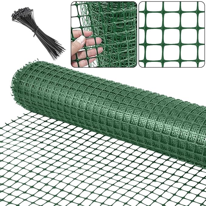 Plastic Garden Fence Animal Barrier,3.28 x 66 FT Heavy Duty Hard Plastic Mesh Fencing,Reusable Safety Temporary Fence Roll with Zip Ties,Snow Fence for Pool Deer Rabbit Chicken Dog Poultry-Green