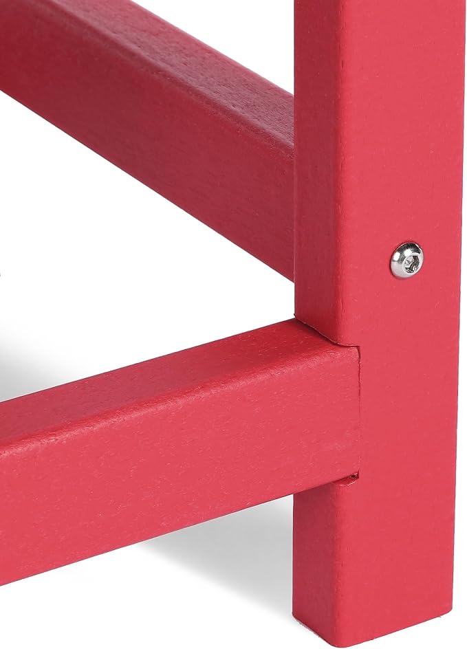 Costaelm Kids Outdoor Side Table, Small Patio HDPE Adirondack Square Table, Porch End Table for Outside Pool Garden, Red