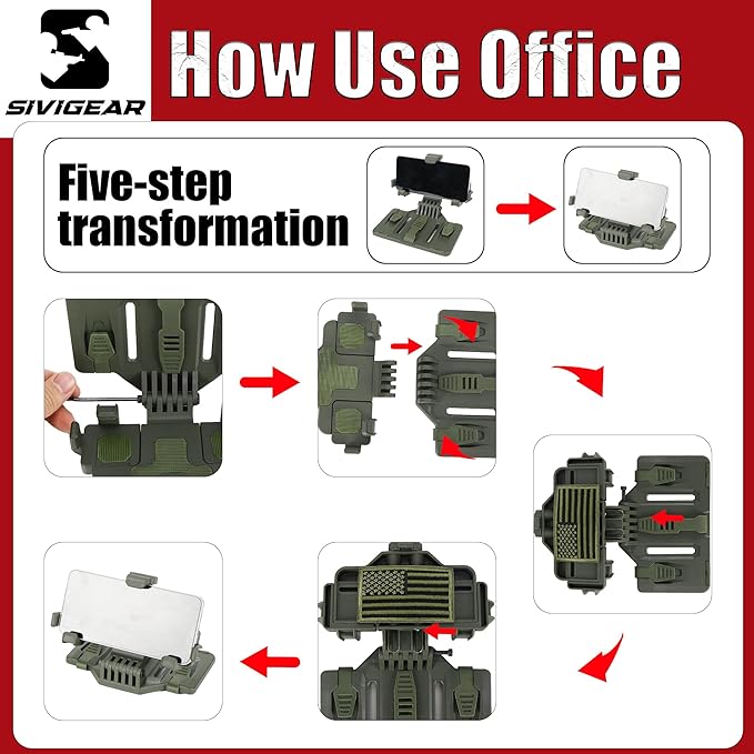Tactical Phone Holder Available in Full Size Plate Carrier Phone Mount Adjust Nylon Molle Phones Holder for Tactical,Car,Office (Ranger Green)