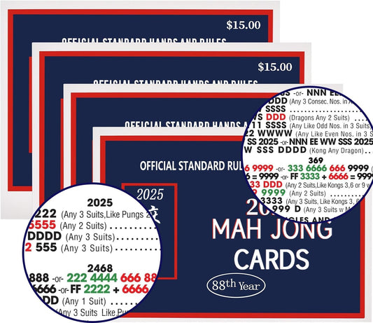 mah jong 2025 Cards Official Revision - Large Size - 4Pcs